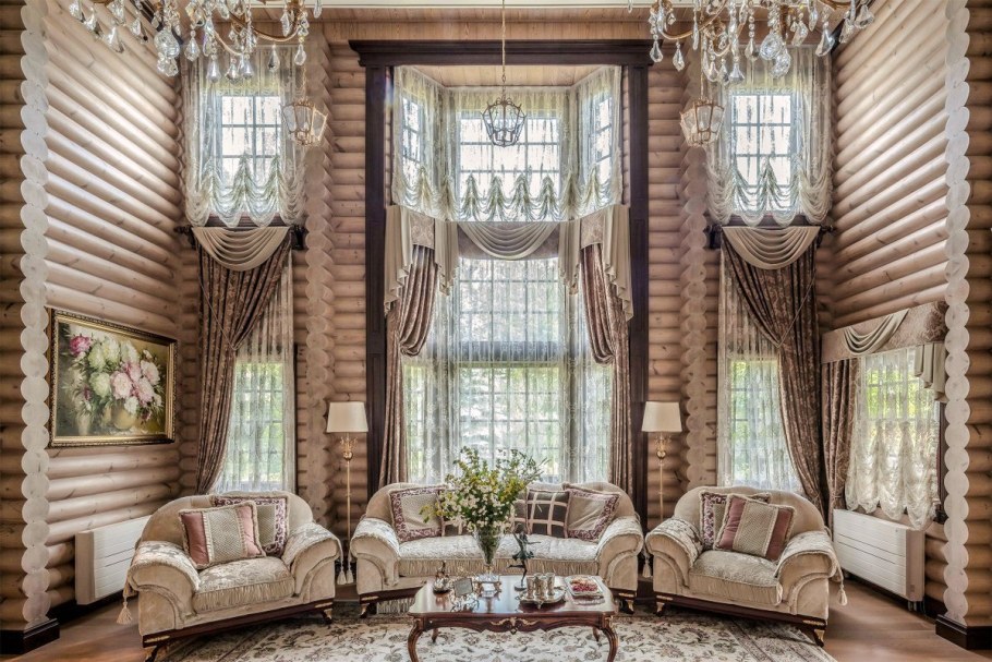 Шторы в деревянном доме