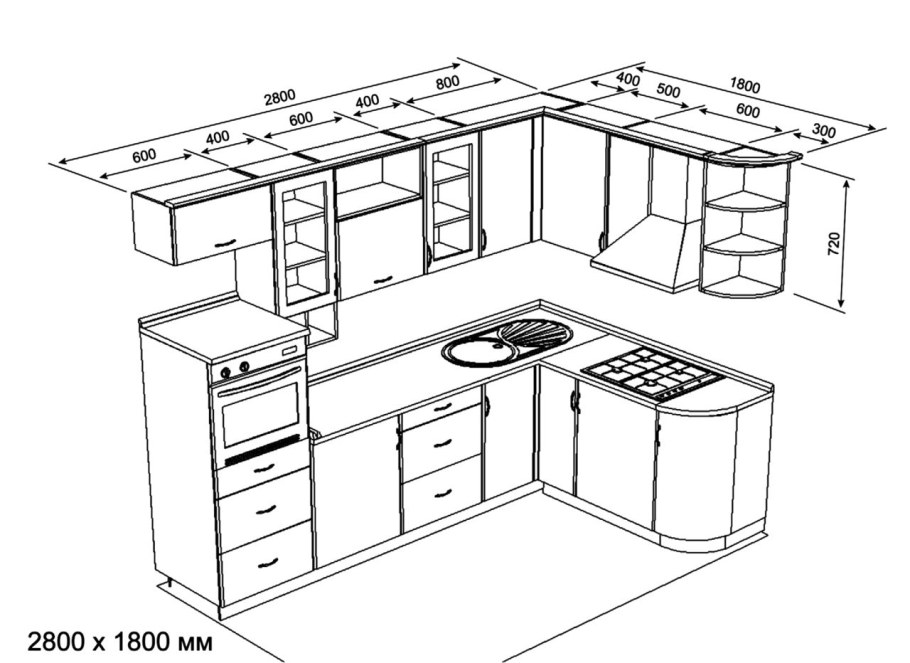 Кухонные гарнитуры чертежи