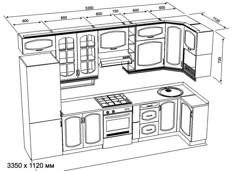 Эскиз кухни угловой