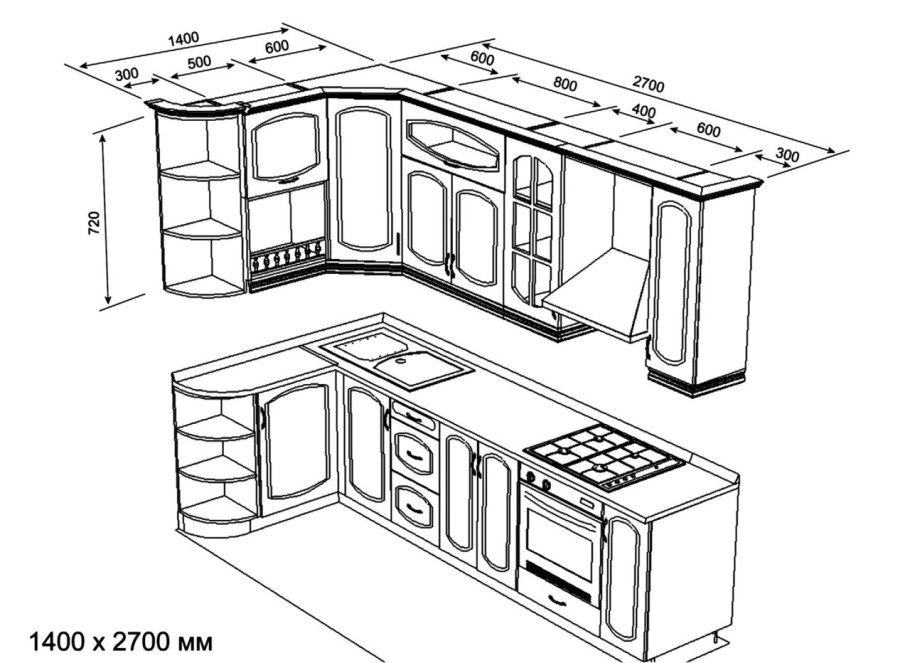 Проекты кухонных гарнитуров