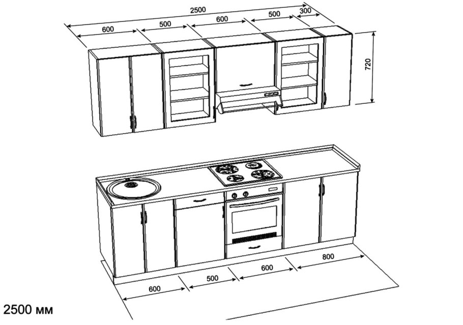 Кухонный гарнитур чертеж