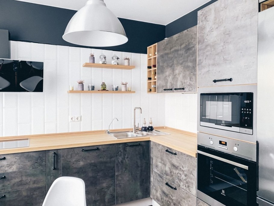 Кухня Эггер бетон Чикаго темный