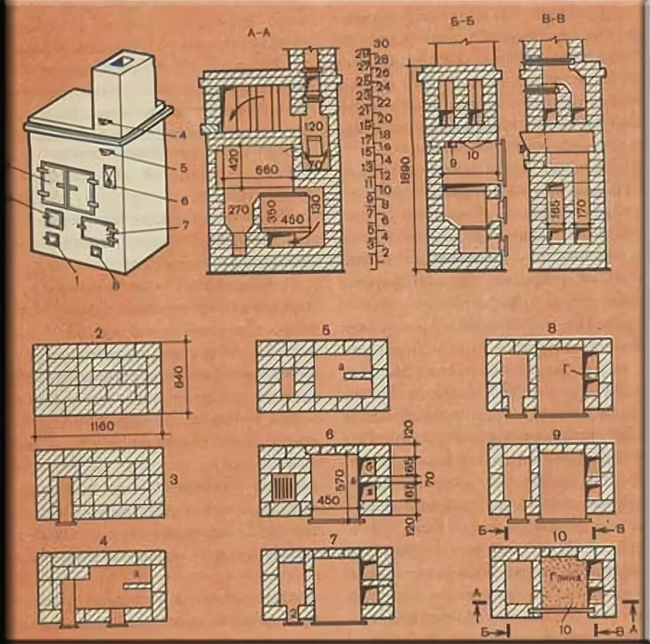 Порядовка отопительно-варочной печи
