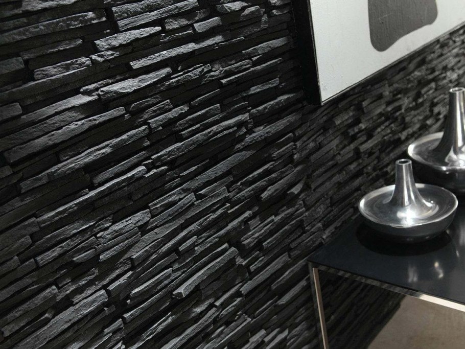 Плитка черный сланец 15x45