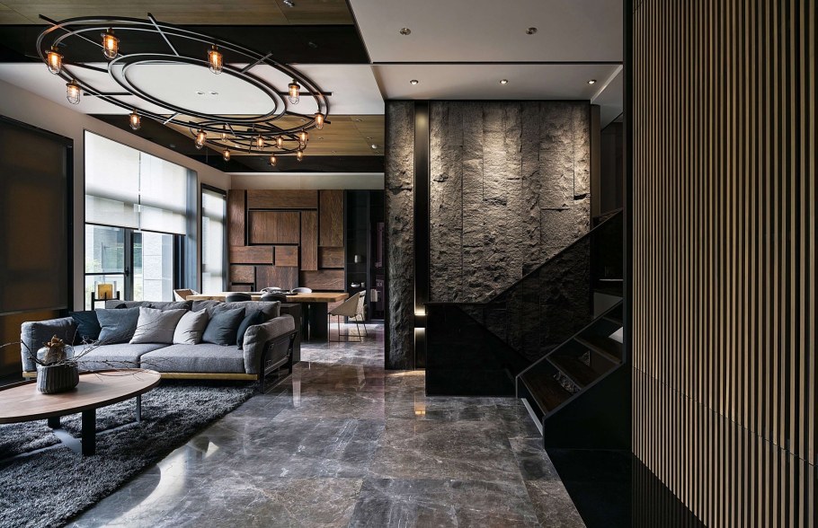 Темный современный интерьер