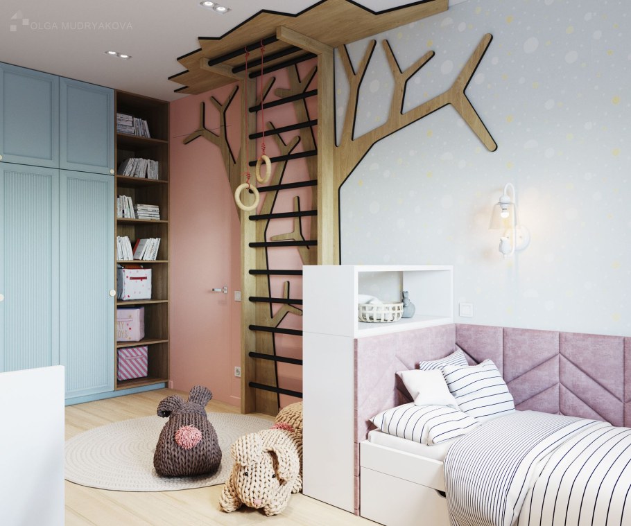 Шведская стенка в комнате девочки