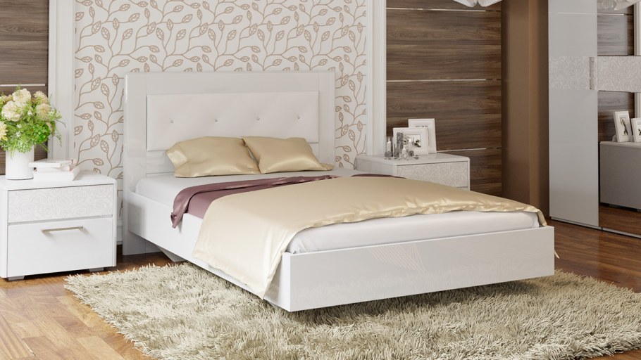 Амели кровать белый глянец