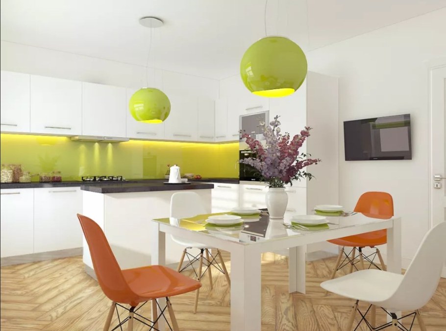 Кухня с зелеными акцентами