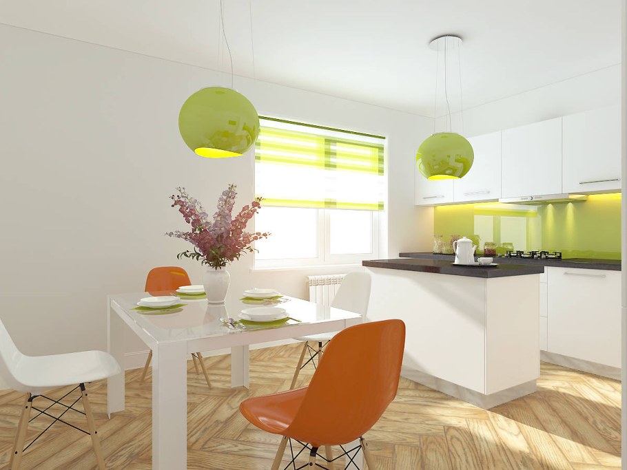 Кухня с зелеными акцентами