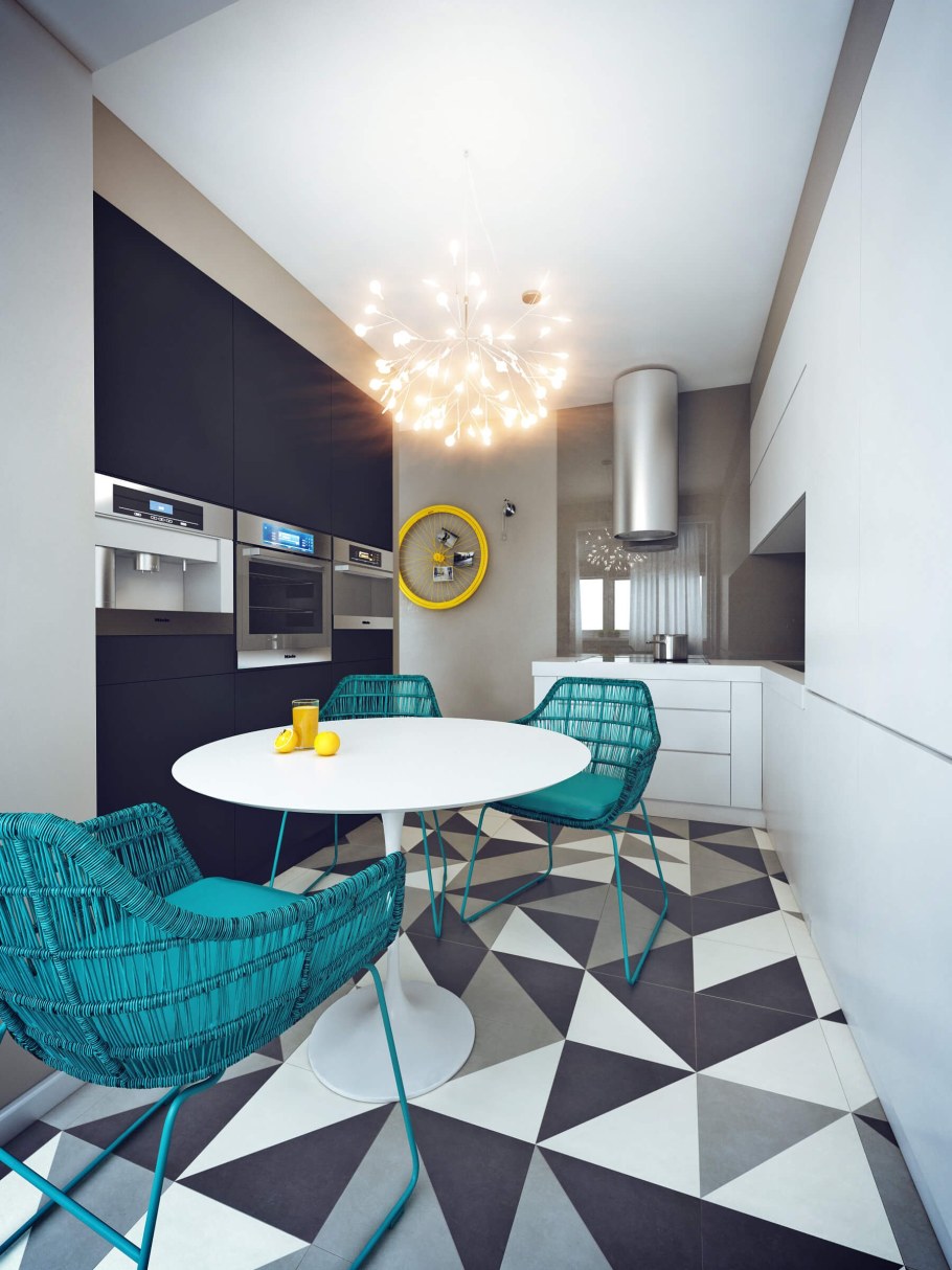 Кухня с бирюзовыми акцентами