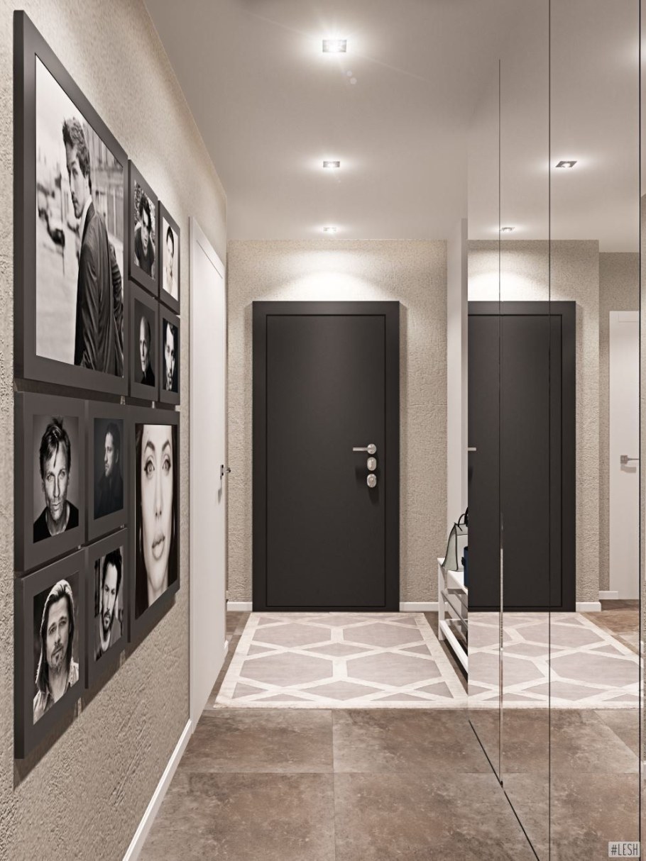 Коричневая плитка в коридоре