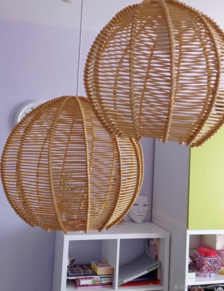 Плетеные абажуры для дачи