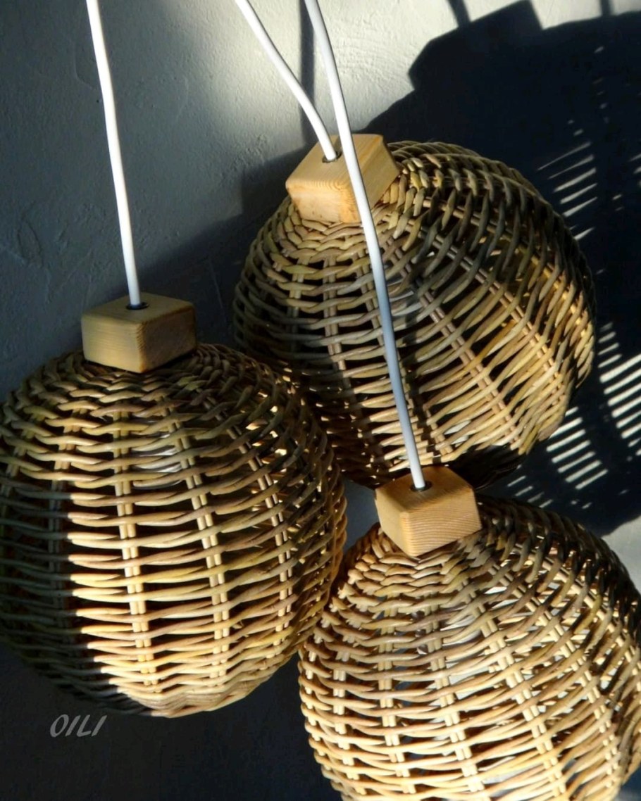 Плетеный абажур шар