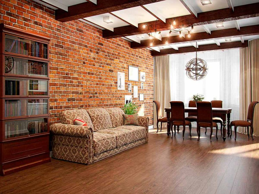 Балки на потолке в стиле лофт