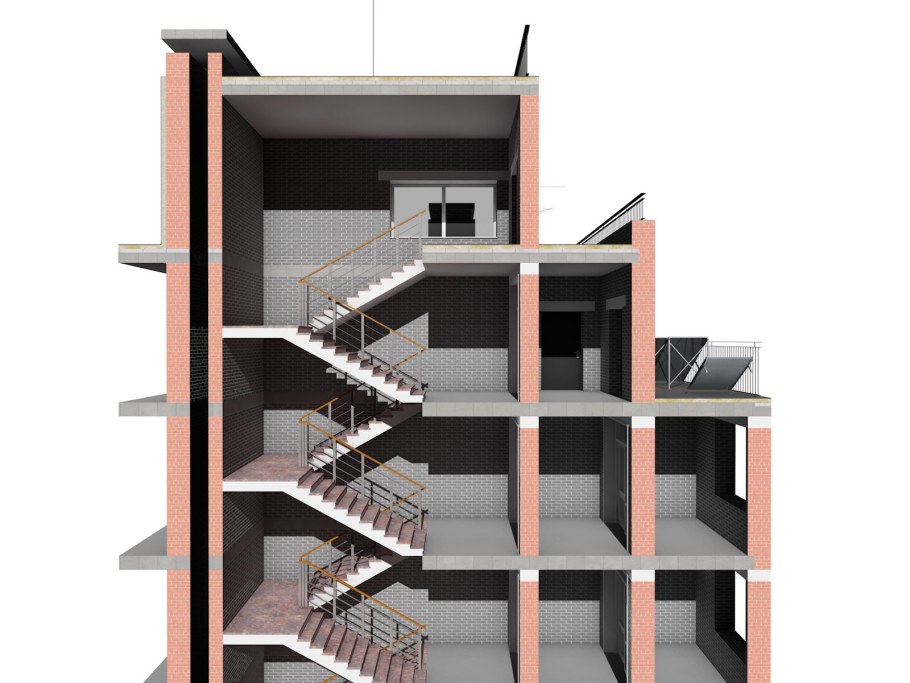 Незадымляемая лестничная клетка в разрезе
