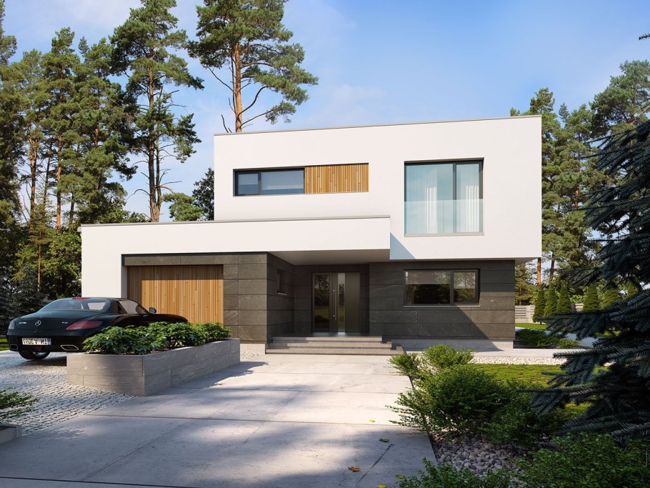 Дом с плоской крышей монолит 170 м