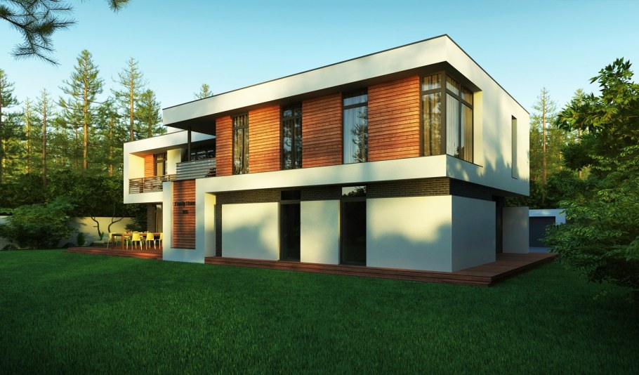 Коттедж с плоской кровлей