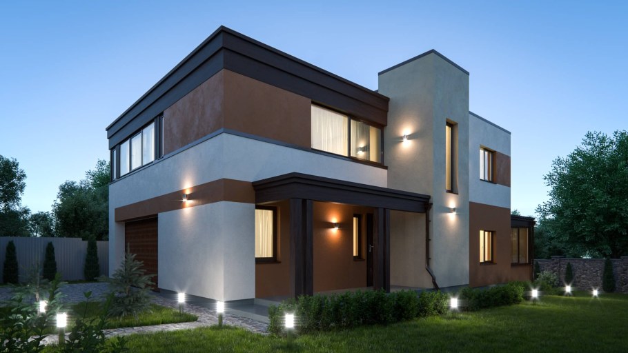 Дом с плоской крышей двухэтажный