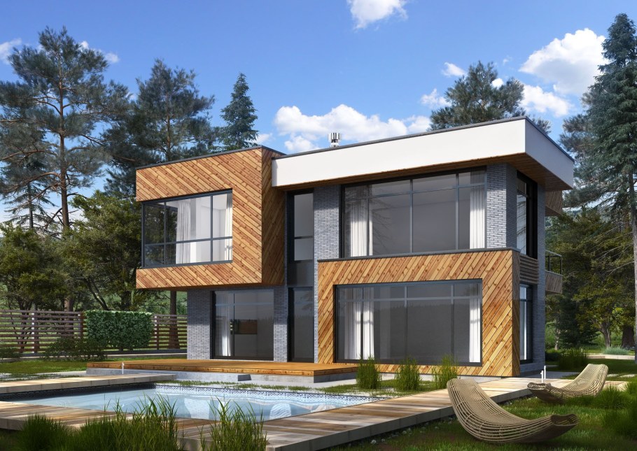 Коттедж с плоской крышей