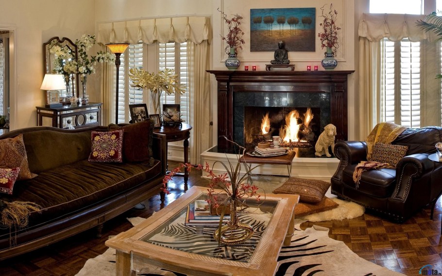 Камины в интерьере гостиной
