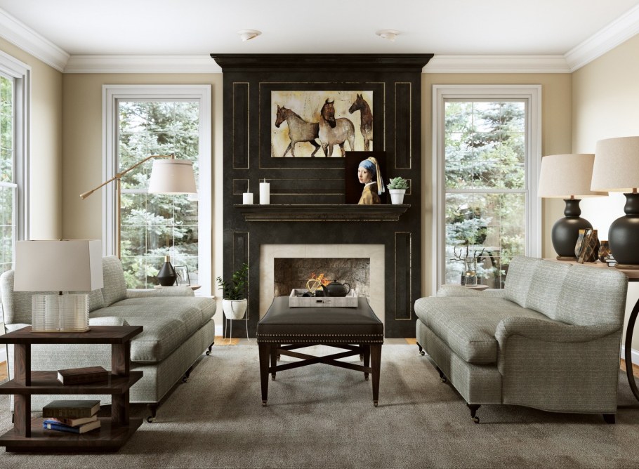 Гостиная с камином