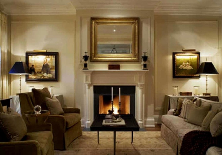 Камин в классическом интерьере