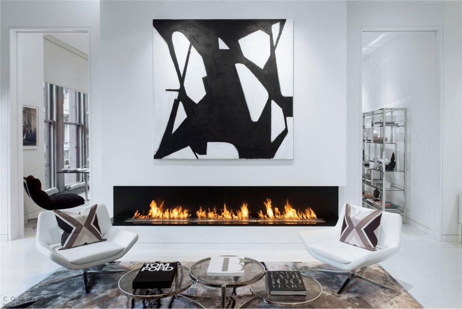 Камин в скандинавском стиле в интерьере