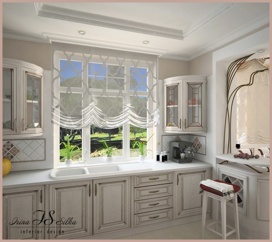 Кухня с окном в частном доме