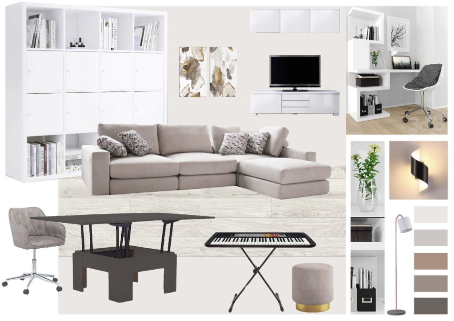 Коллаж интерьера гостиной в современном стиле