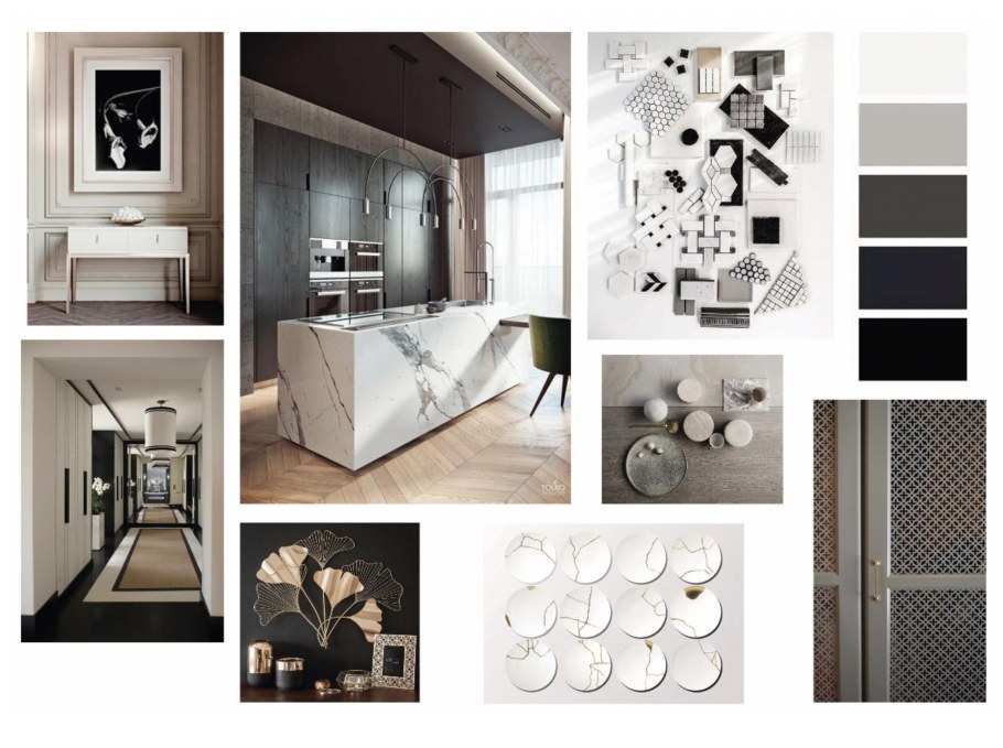 Мудборд ар-деко стиль интерьера