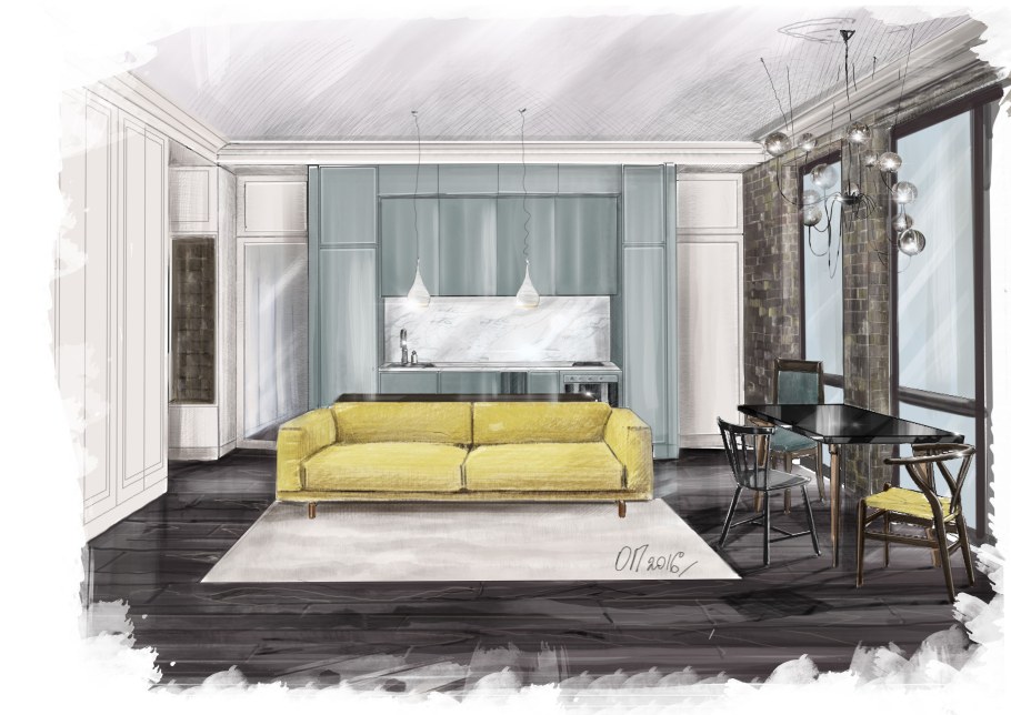 Скетч визуализация интерьера