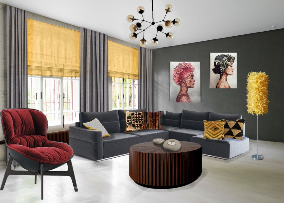 Коллаж интерьера гостиной