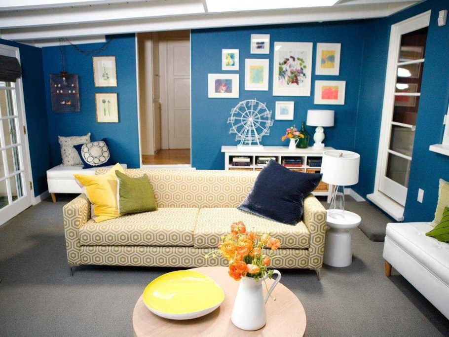 Сине желтый интерьер