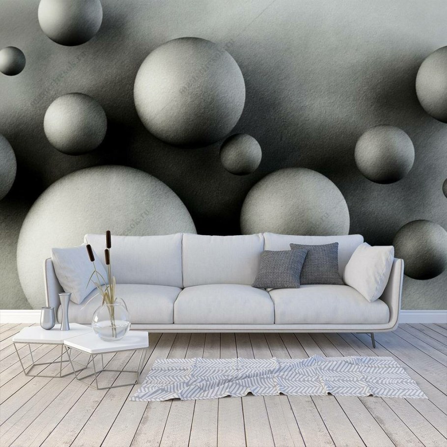 Обои шары на стену в интерьере