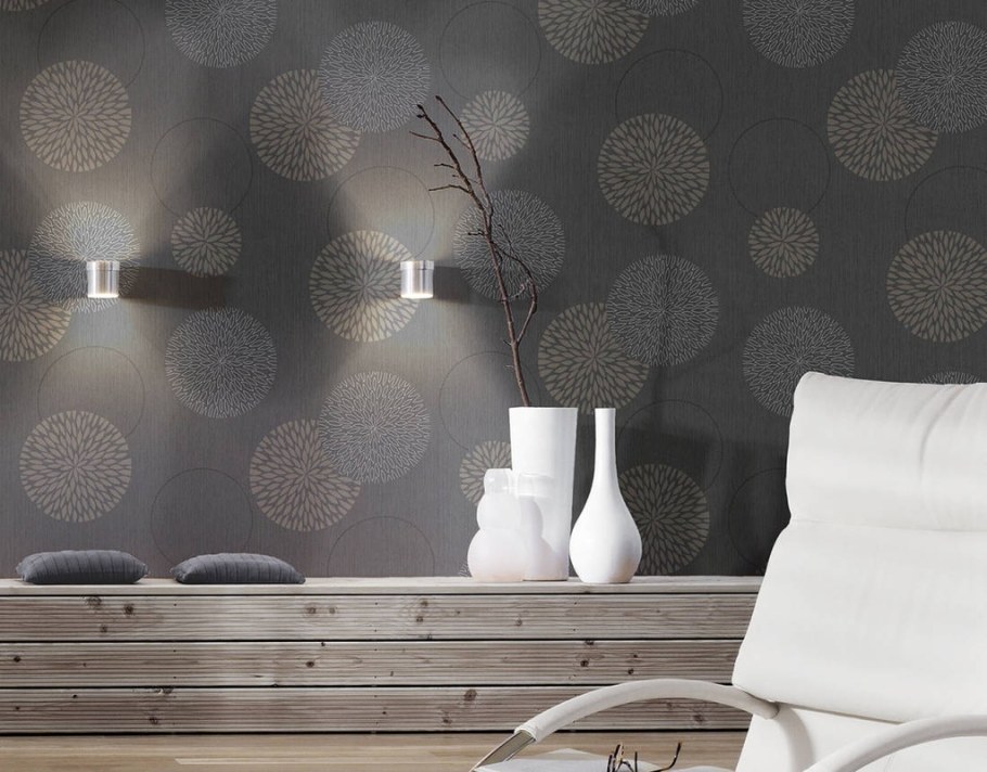 Обои круги в интерьере