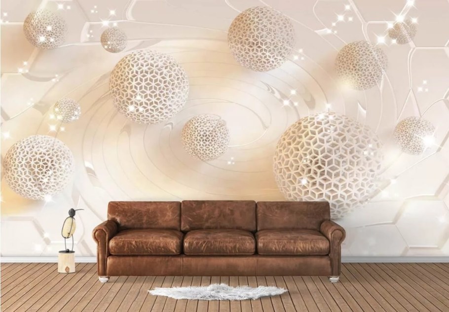 Абстракция на стене в интерьере