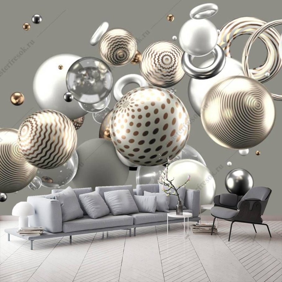 Фотообои серебряные шары