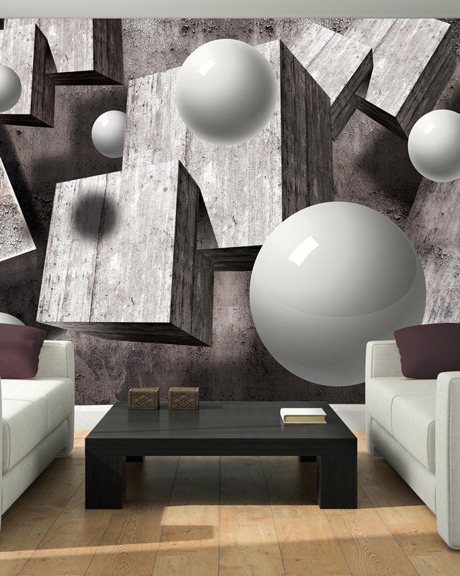 Абстрактные фотообои в интерьере