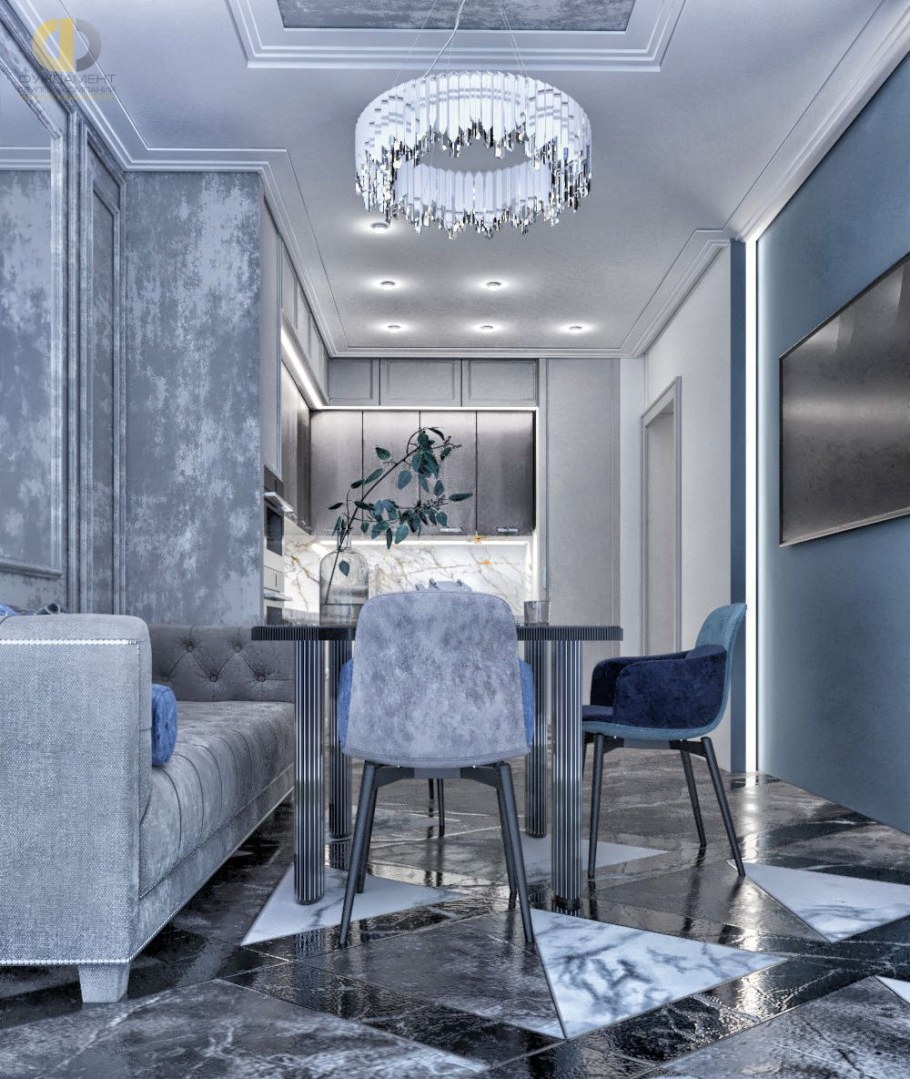 Интерьер в сине серых тонах