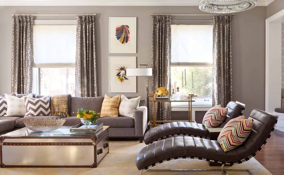 Серый с бронзой в интерьере