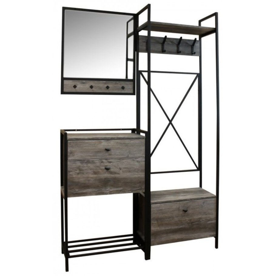 Обувница 600х300х1000мм сосна Пасадена металл/ЛДСП