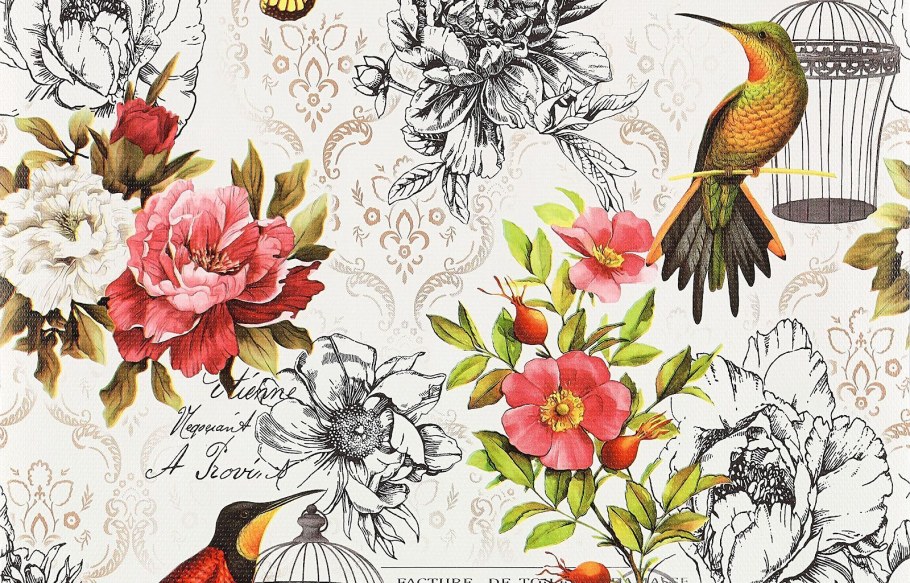 Обои бумажные Брянск Колибри-4, красный пион"