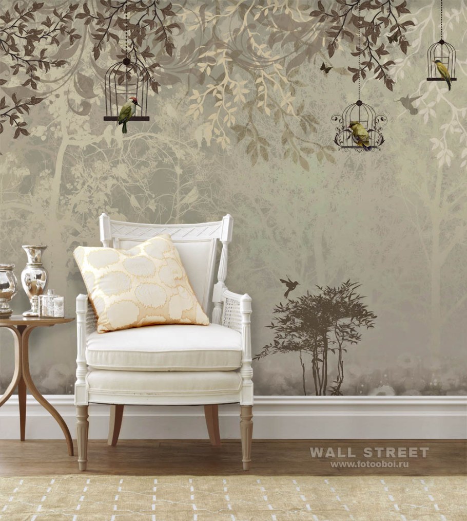 Обои деревья в интерьере