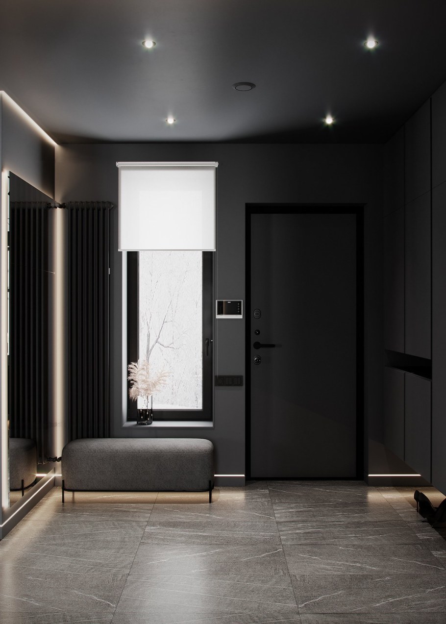 Прихожая в темных тонах