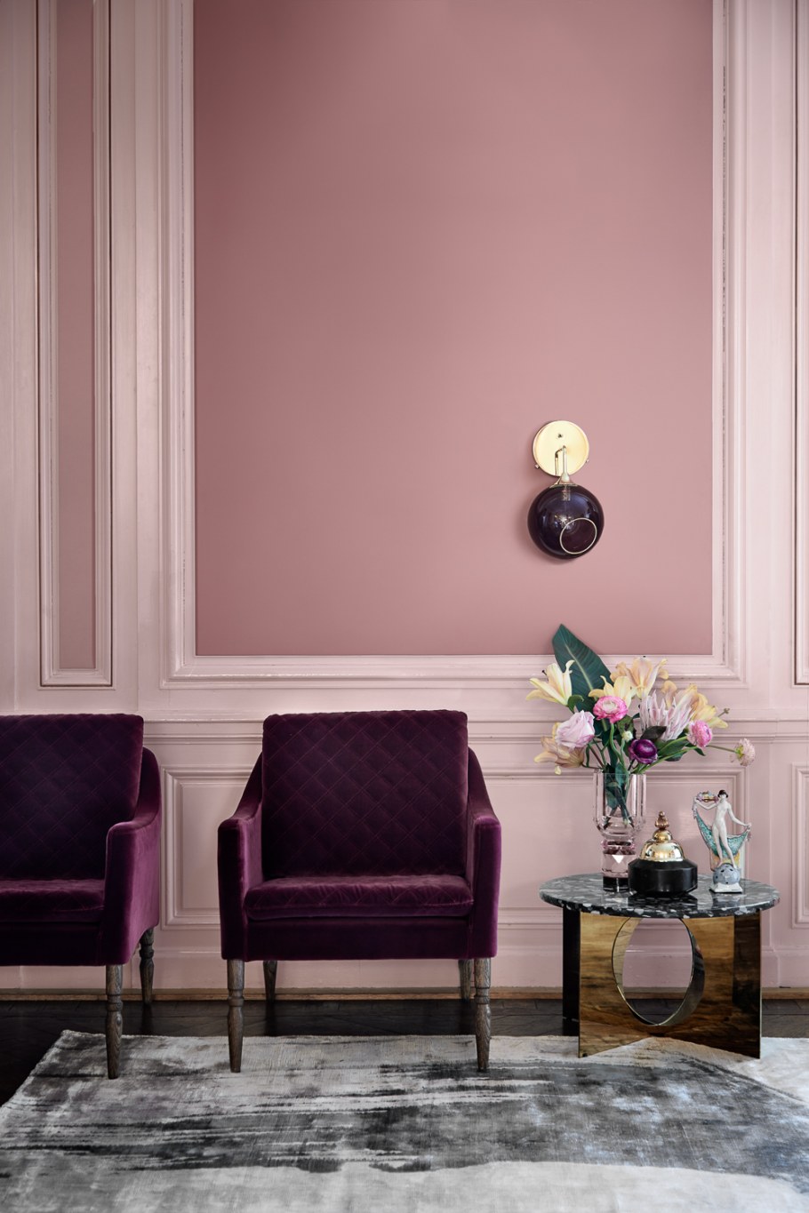 Пыльно-розовый цвет в интерьере