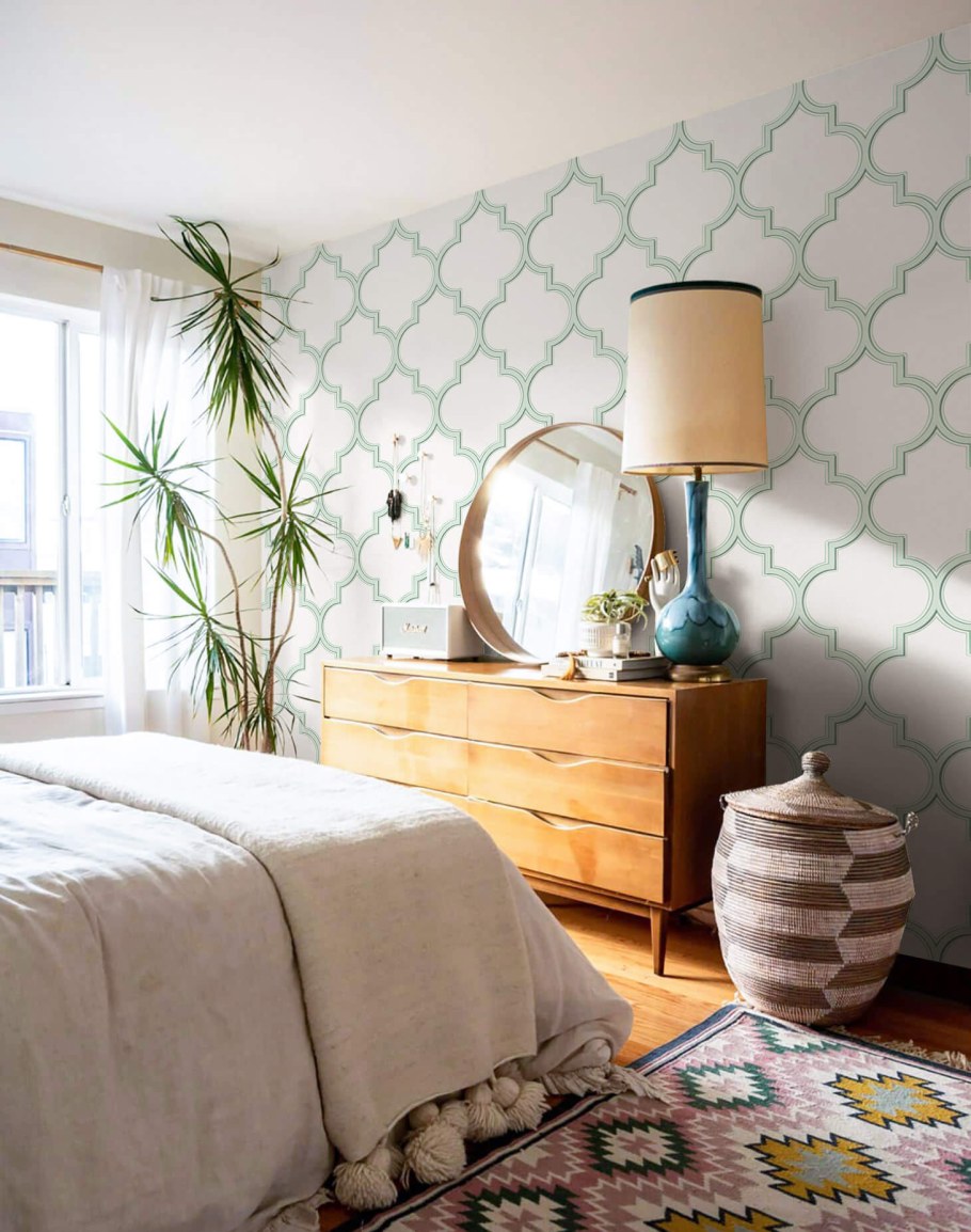 Акцентная стена в спальне в скандинавском стиле