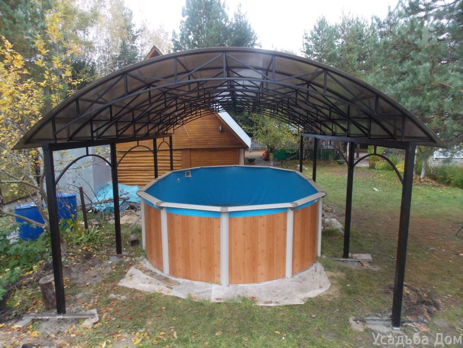 Навес над каркасным бассейном