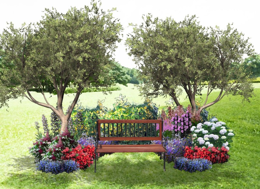 Цветник под яблоней