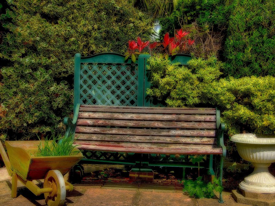 Красивые скамейки в парке