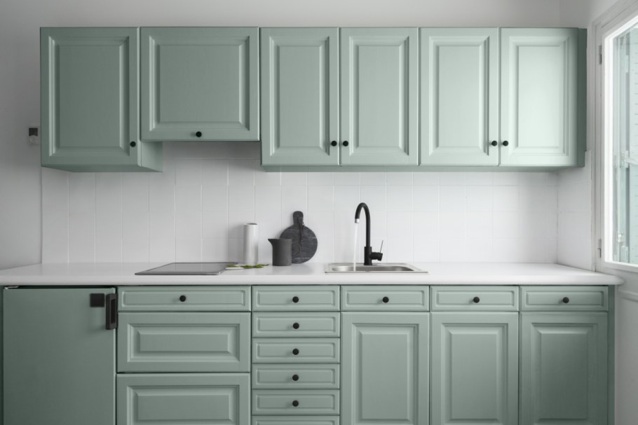 Renovation perfection: краска для стен и мебели на кухне v33 олива